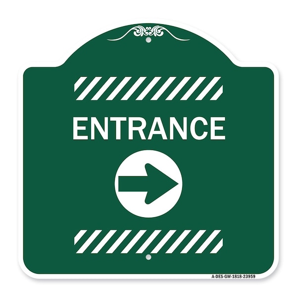 Signmission Flex Post Entrance W/ Right Arrowfor Flex Paddle Heavy-Gauge Alum, 18" L, 18" H, GW-1818-23959 A-DES-GW-1818-23959 - main
